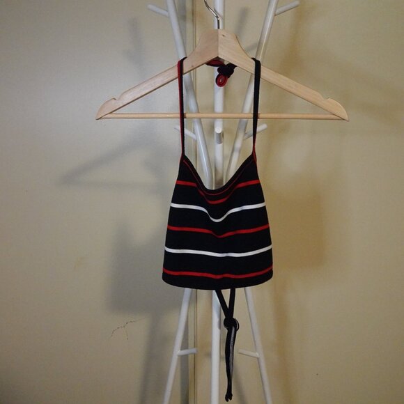 American Apparel Striped Backless Halter Top - Picture 2 of 4